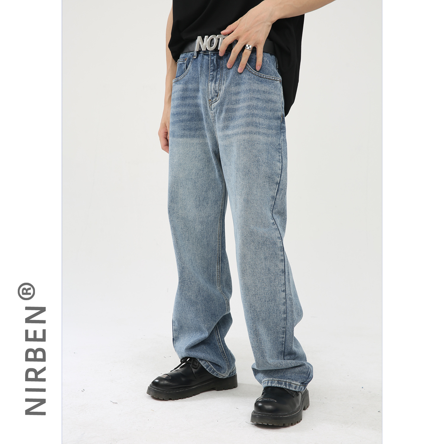 nirben Denim | Loose Korean Versatile Slim Washed ins Straight Leg Long Trendy Men's Trendy Pants