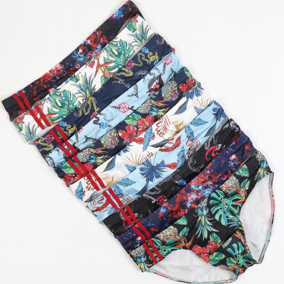 GAY Europe and the United States foreign trade low waist men's underwear head printing U convex mesh breathable moisture wicking briefs E081