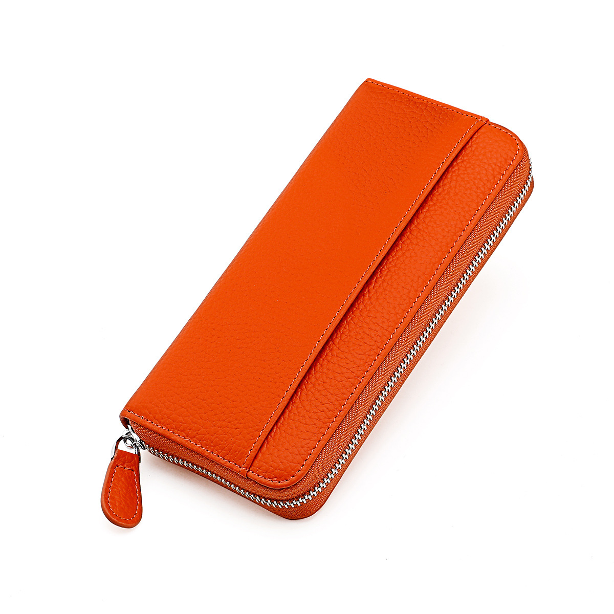 Anti-theft Brush Genuine Leather Women's Wallet Long Japanese Organ Card Bag Japanese RFID Clutch Bag Zipper Coin Purse