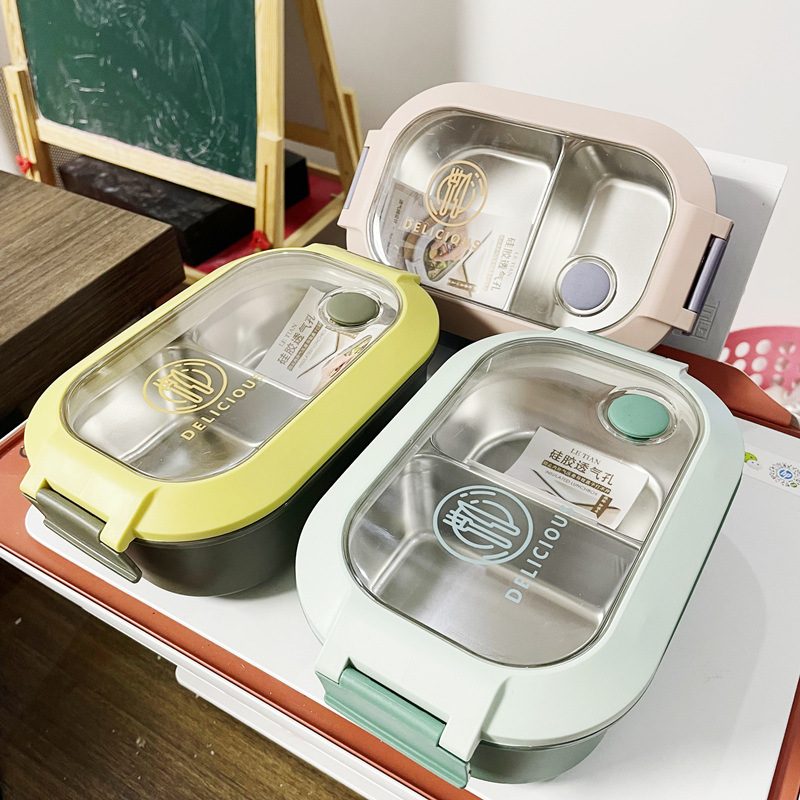 Manufacturer wholesale lunch box 304 stainless steel insulation candy color lunch box student office worker high-quality lunch box
