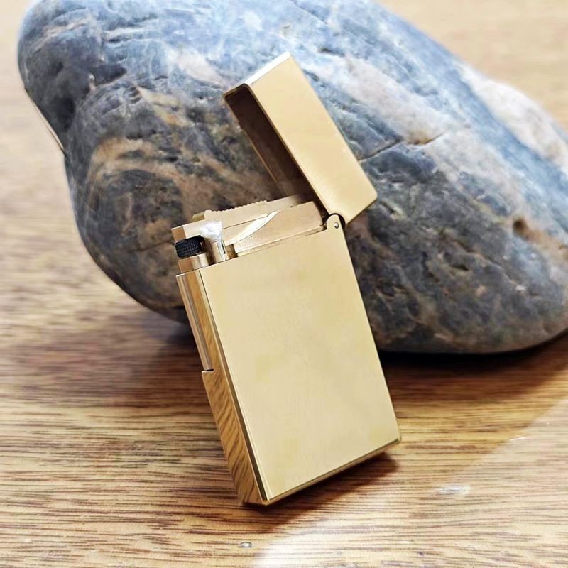 Haoyunda pure brass lighter Langsheng kerosene lighter steel tone creative personality men's brass side sliding grinding wheel