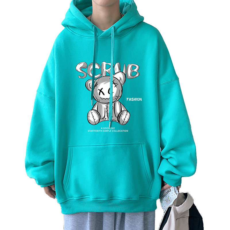 oversize Sweater Men's Spring and Autumn Hoodie Spring and Autumn Loose Fashionable Retro Hong Kong Style chic Couple Bear Jacket