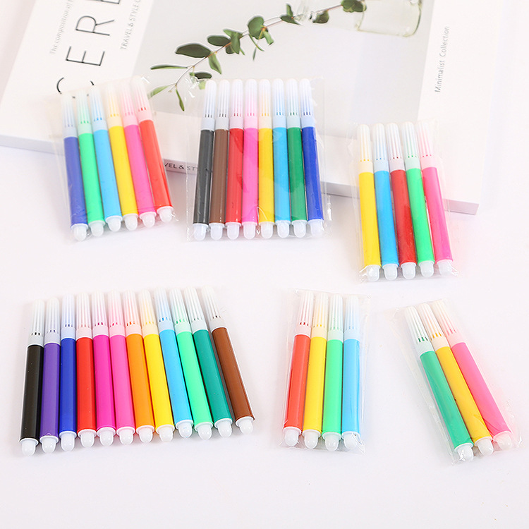 Factory children's art supplies washable color brush graffiti pen 3/4/5/6/8 color bag children's watercolor pen