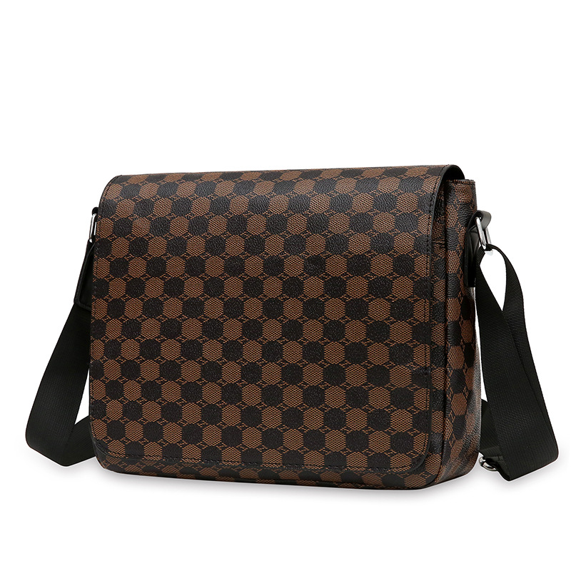Men's Bag Flip Shoulder Bag European and American Fashion Men's Crossbody Bag Horizontal Casual Computer Briefcase Men's Plaid Backpack