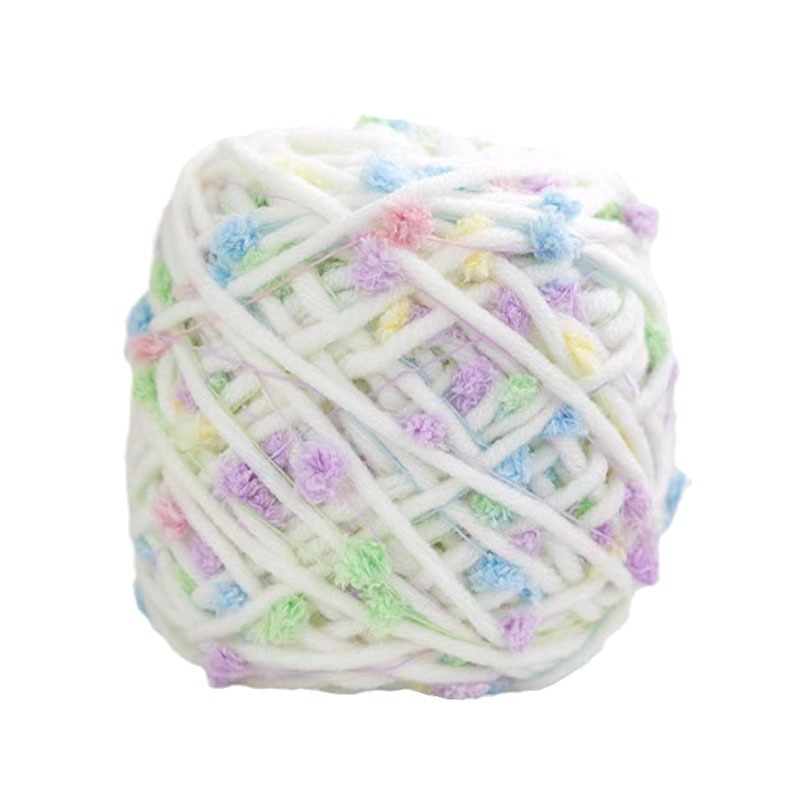 Rainbow candy wool handmade diy woven scarf color beanie hand mixed thread color dot milk cotton stick sewing gift