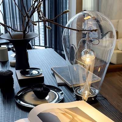 Retro Industrial Style Light Luxury Living Room Desk Study Bedroom Bedside Touch Magnet Glass Creative Decorative Table Lamp