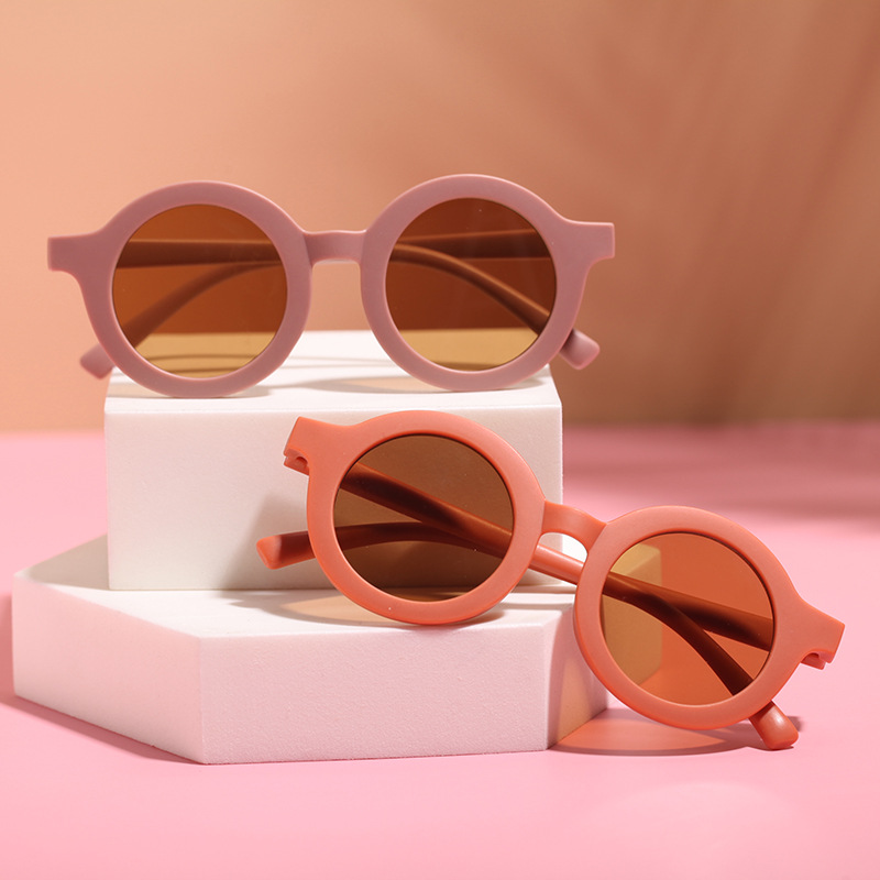 Frosted children's round sunglasses sunglasses sunshade UV protection children's sunglasses for boys and girls baby decorative personalized glasses tide