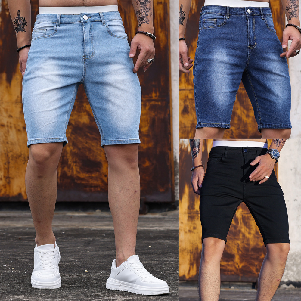 Across Europe and the United States men's stretch Denim shorts Amazon AliExpress men's new Denim shorts new