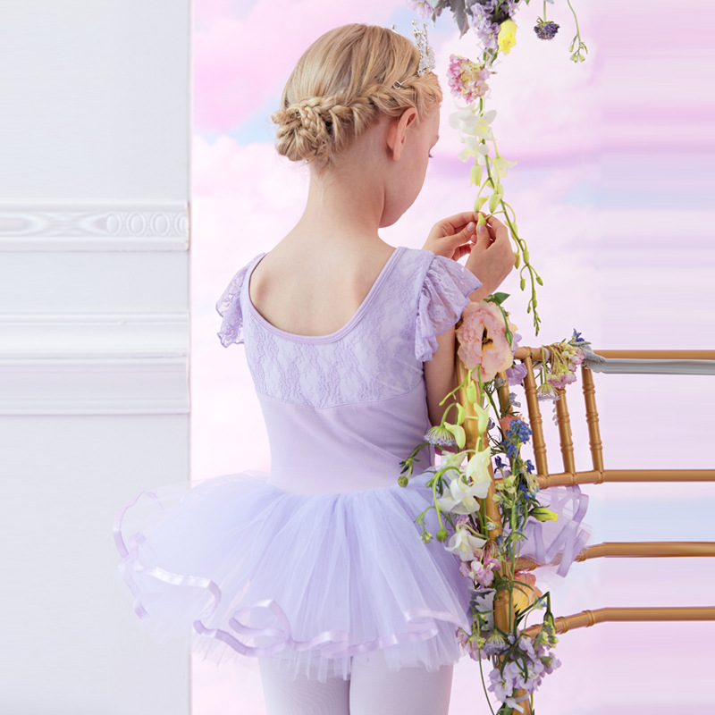 Children's Dance Dress Short-sleeved Spring and Summer Ballet Dress Children's Test Practice Dress Girls' one-body dress Chinese Dance Dress