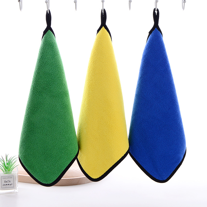 Coral fleece car towel fine fiber absorbent double-sided color thick large car cleaning towel can be printed logo wholesale