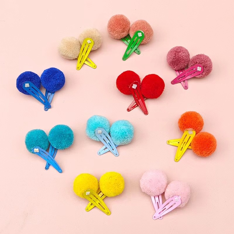 91115 Internet celebrity candy color hair ball BB clip Princess Rainbow drop clip children hairpin suit bye-bye clip