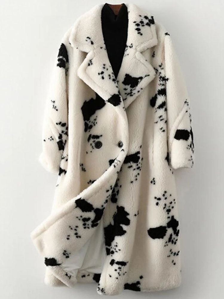 2022 new cow pattern teddy bear coat women's cashmere grain thickened warm imitation lamb fur coat