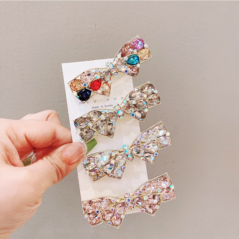 Rhinestone velvet black bangs clip high-grade side clip duckbill clip  style back head Pearl Rhinestone hairpin_voghion.com