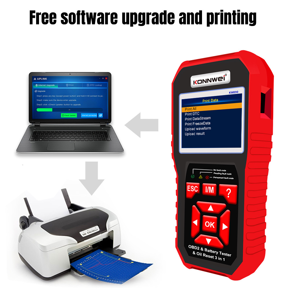 2023 new KONNWEI KW890 car scanner battery tester oil reset special function