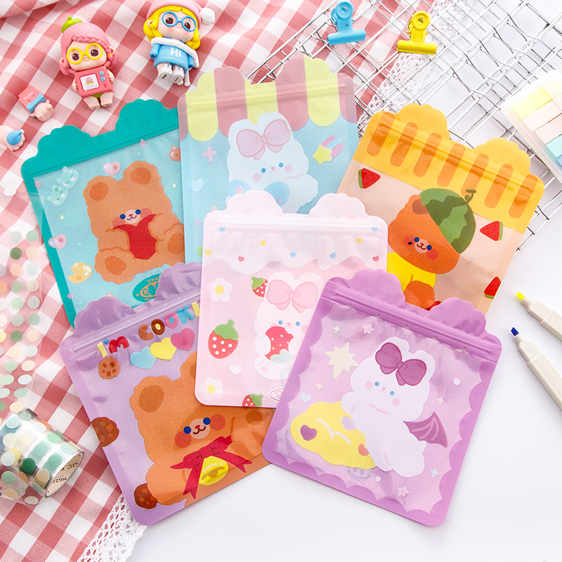 Cute Cartoon snack bag self-sealing bag food packaging bag snack biscuit candy packaging bag exquisite sealed bag