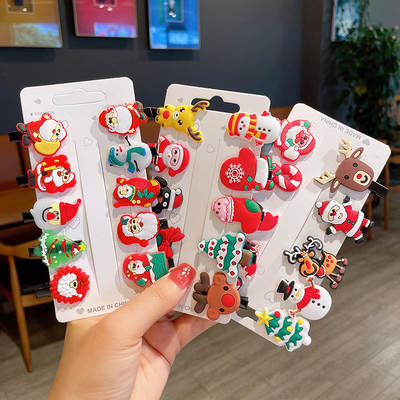 10 piece set ~ Christmas hairpin small broken hairpin Santa Claus headdress holiday not hurt hair bow tie girl hairpin