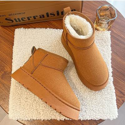 Women's thick-soled height-increasing mini snow boots 2023 Winter new thickened warm bread cotton shoes non-slip Cotton