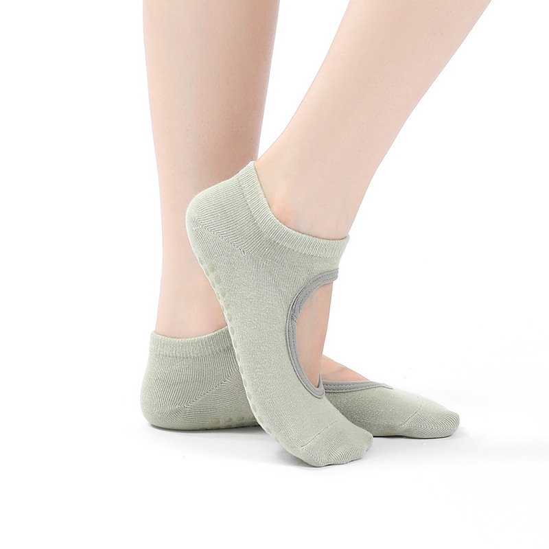 Factory spot professional yoga socks backless Spring and Autumn new non-slip Pilates training short tube floor socks help Generation hair
