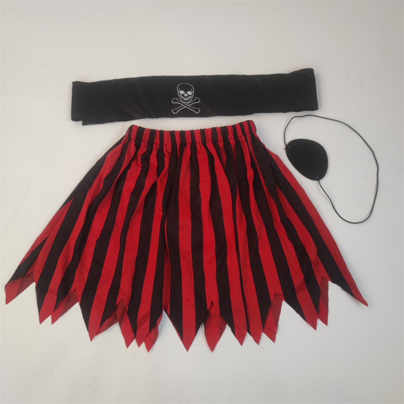 Children's show Pirates of the Caribbean cosplay suit wavy pirate group matching headscarf children's skirt