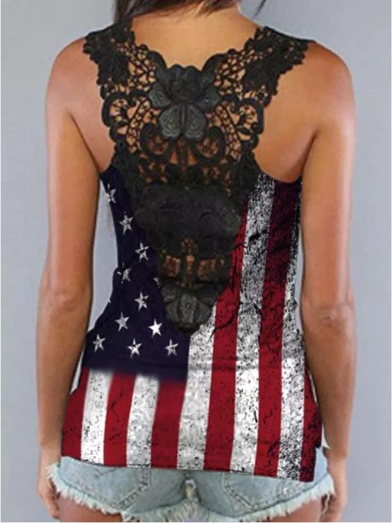 European and American Foreign Trade Women's Clothing ebay Summer Knitted Stitching Lace Vest T-Shirt Top Women