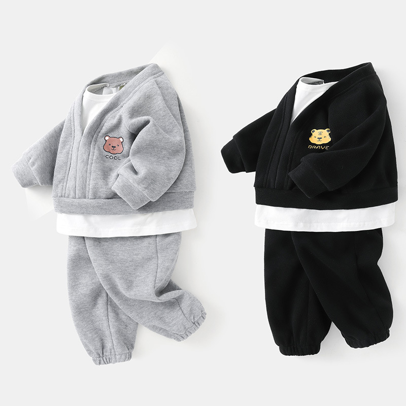寶寶春秋套裝嬰兒春裝男童2024新款運動洋氣衣服1歲兒童童裝潮服