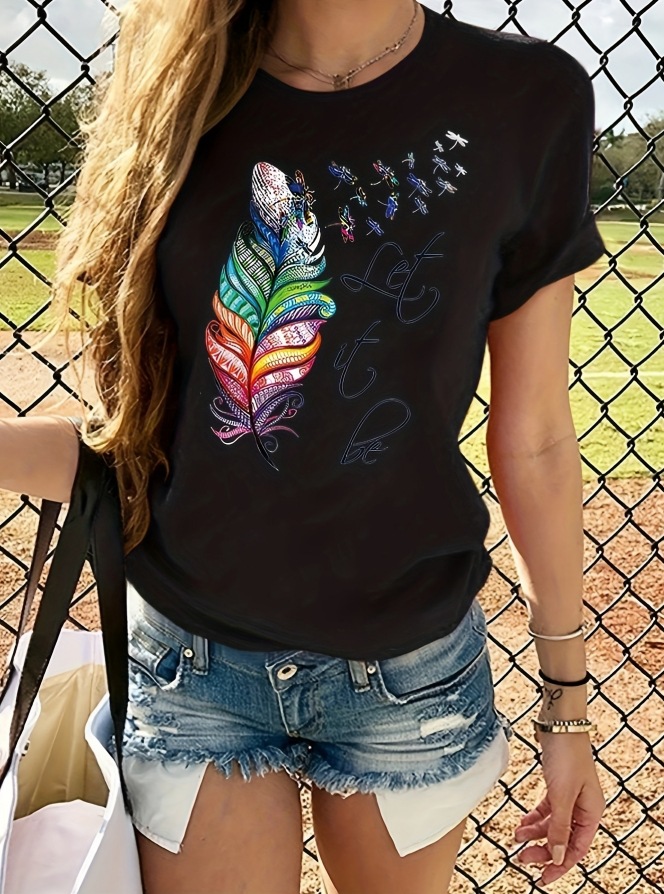 2023 new European and American cross-border Amazon wish butterfly digital printing multi-color T-shirt short sleeve round neck T-shirt