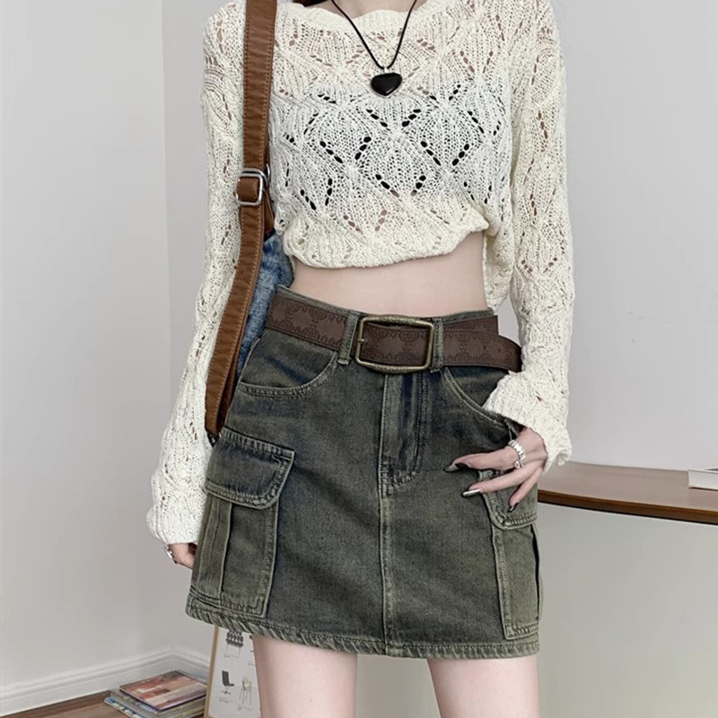 Belt Women's American-style printed metal buckle hot girl Millennium sewing style y2g retro European-American style heavy industry punk belt women