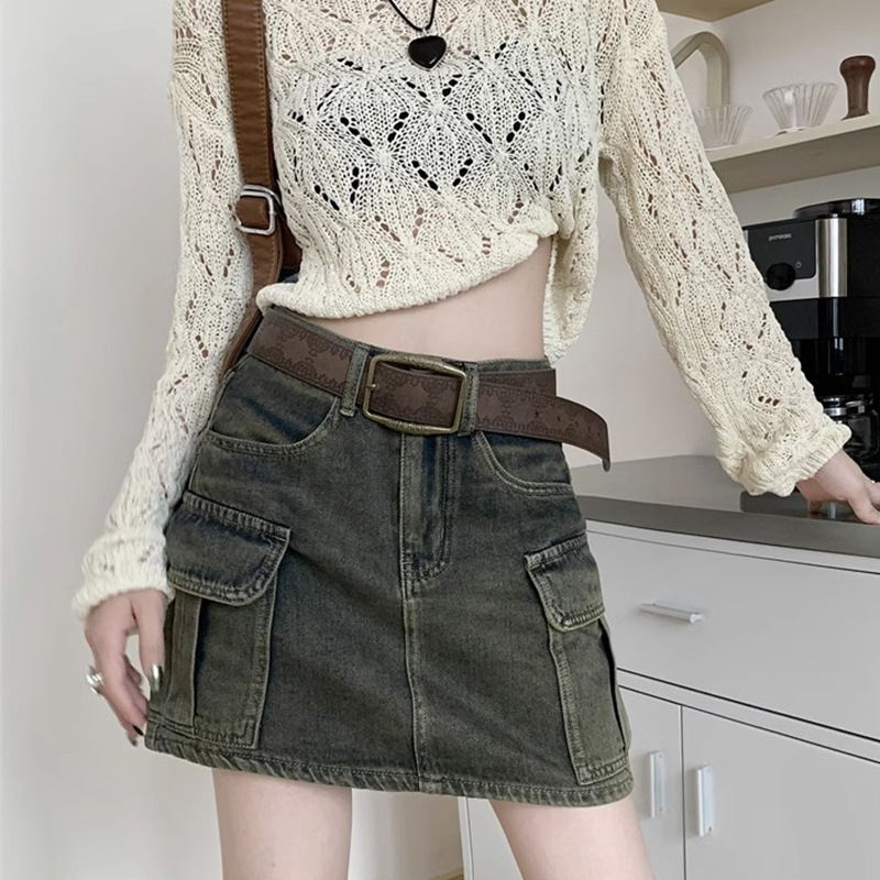 Belt Women's American-style printed metal buckle hot girl Millennium sewing style y2g retro European-American style heavy industry punk belt women