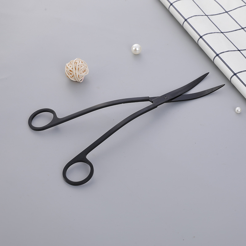 Stainless steel water grass scissors grass cylinder landscape pruning straight tweezers curved tweezers scissors flat sand scraping algae knife curved scissors wave scissors