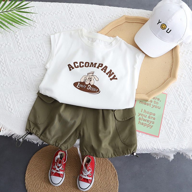 Boys' Summer Sleeveless Suit 2023 New Stylish Boys Internet Celebrity Fashionable Clothes Children's Handsome Vest Summer Clothes