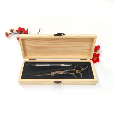 Factory recommend Pine solid wood scissors box gift packaging jewelry box hairdressing tool storage small wooden box