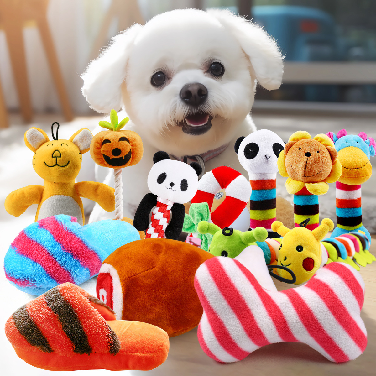 Pet Dog Dog Toy Dog Voice Molar Bite Resistant Toy Teddy Bichon Caterpillar Plush Toy Collection