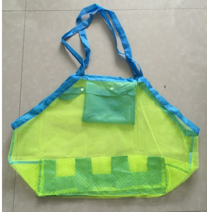 Cross-border Summer Children's Beach Mesh Bag Large Toy Storage Bag Sand Digging Tools Mesh Beach Bag Grid Beach Bag