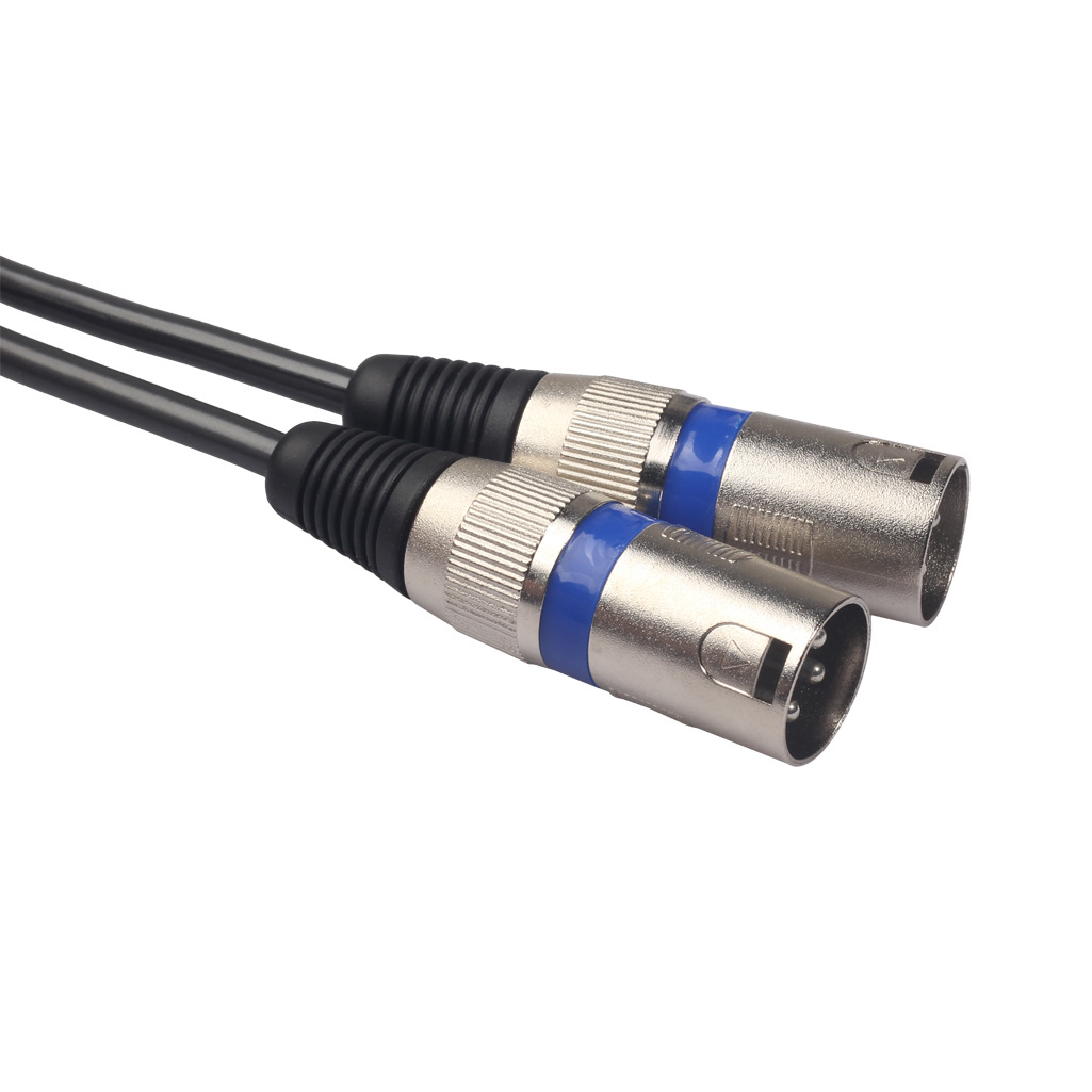 Spot supply 2RCA to double Kannon male audio line gun gray PVC wire microphone line 1.5/3 meters