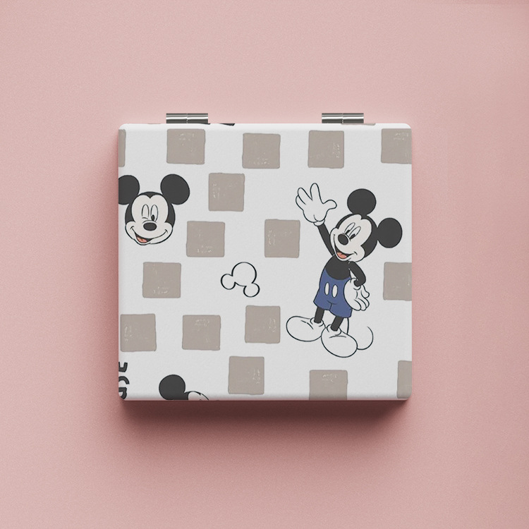Cute strawberry bear Mickey Mouse small mirror portable mirror folding makeup mirror student dormitory desktop makeup mirror