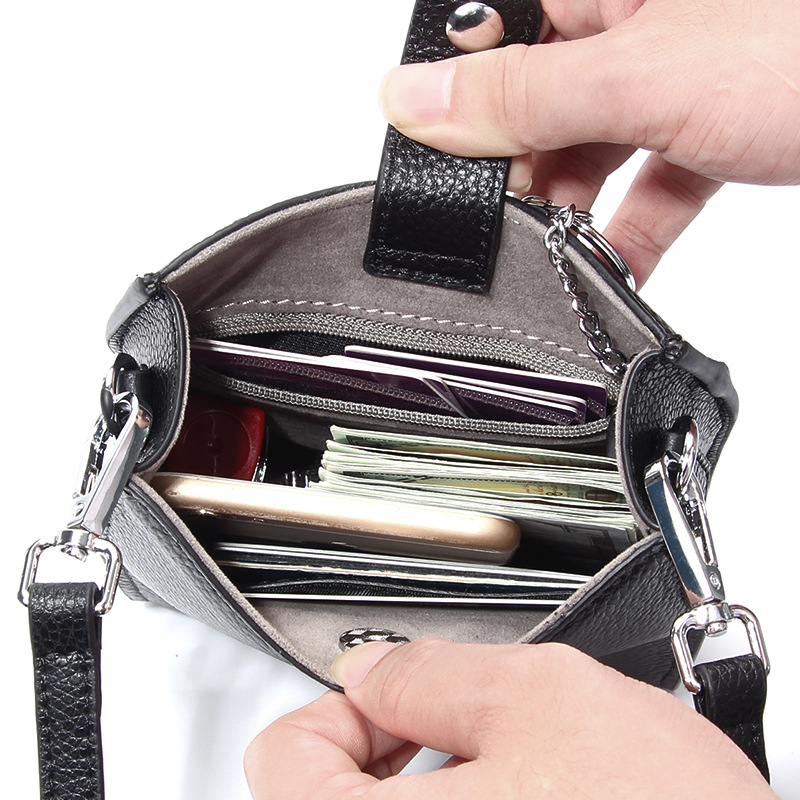 Japanese-style genuine leather mobile phone bag crossbody mobile phone bag foreign trade new simple niche high Sense single shoulder mobile phone bag for women