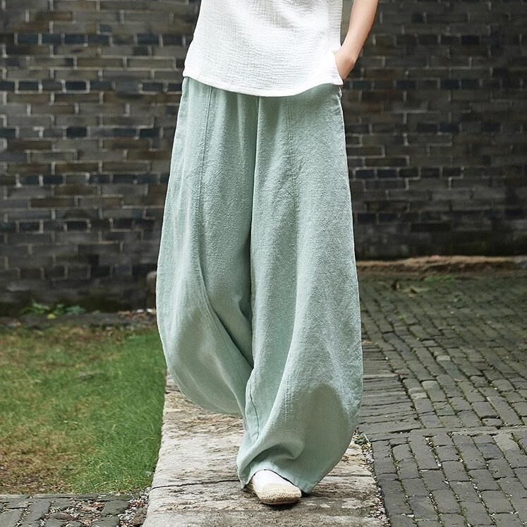 AliExpress Japanese Large Size 2022 Spring and Autumn New Cotton Linen Loose Casual Bloomers for Women
