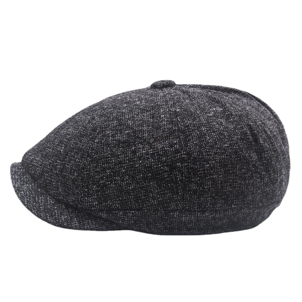 Autumn and Winter Fleece-lined Beret Men's Octagonal Cap Cotton Warm Forward Cap British-style Adjustable Large Head Size Newsboy Cap