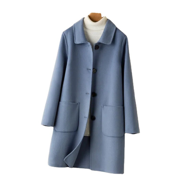 Off-season Pure Wool Coat Women's Mid-length 2022 Winter New High-end Korean Double-sided Cashmere Woolen Coat