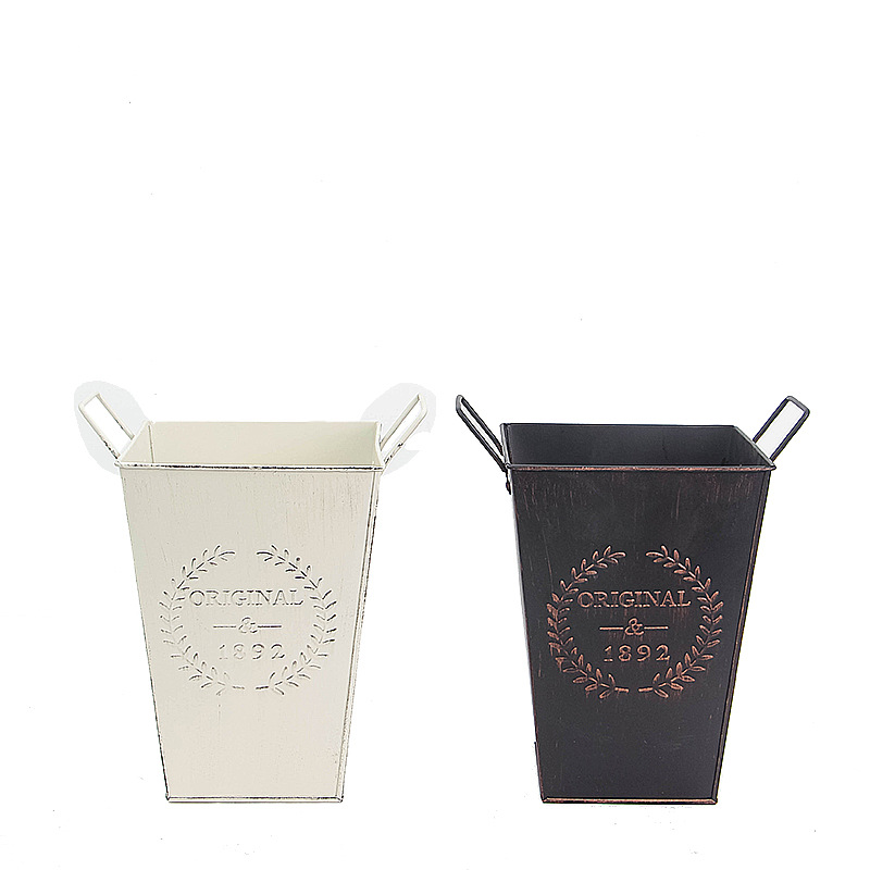 Factory wholesale square retro original flower iron bucket meat flower simple desktop storage bucket home decoration