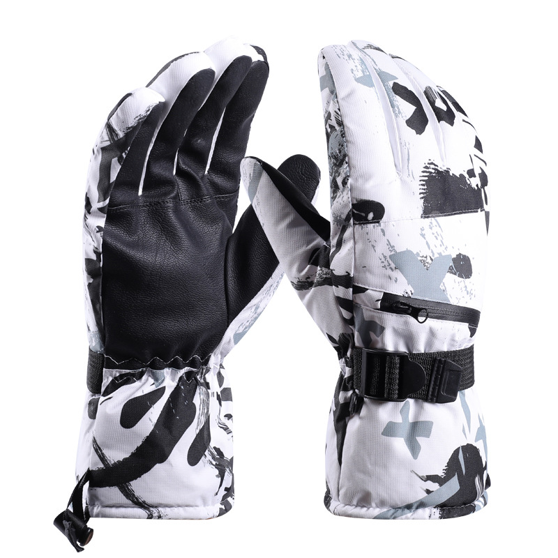 Ski gloves women's winter men's touch screen plus velvet padded cotton warm riding outdoor motorcycle Waterproof Winter
