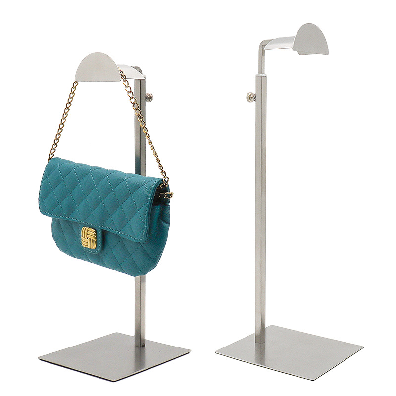 Popular women's handbag display props large D-type bag floor stand leather bag rack stainless steel bag rack