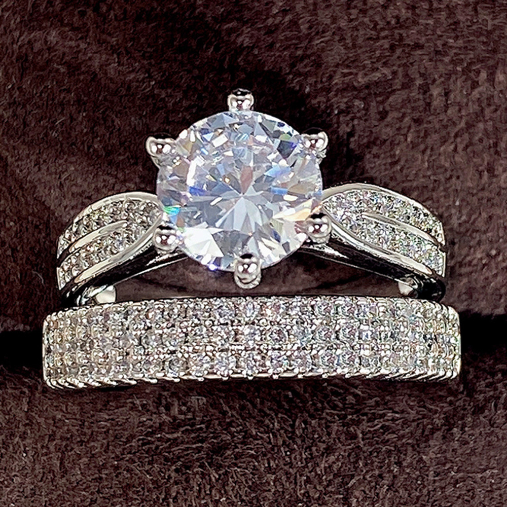 曹適歐美復古男女對戒 奢華結婚組合戒素圈套戒 外貿熱賣婚禮手飾