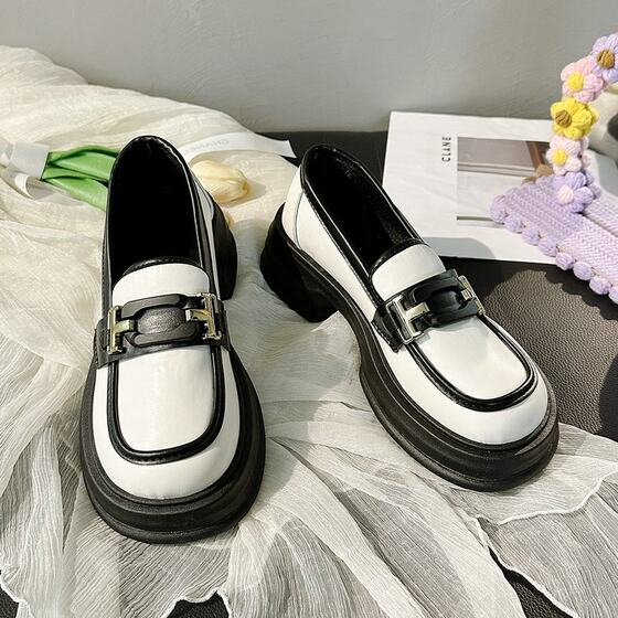 British style low-cut loafers 2023 autumn new color matching women's single shoes jk muffin leather shoes thick sole hidden height women's shoes