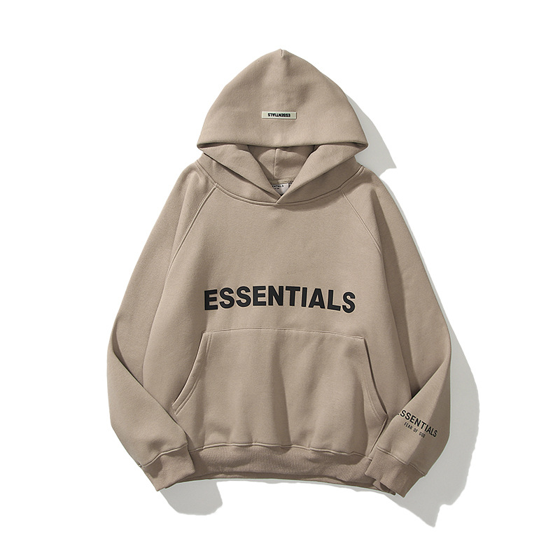 European and American Street Brand ESSENTIALS Reflective Stereo Letter oversize Hoodie for Men and Women Couple Velvet Sweater