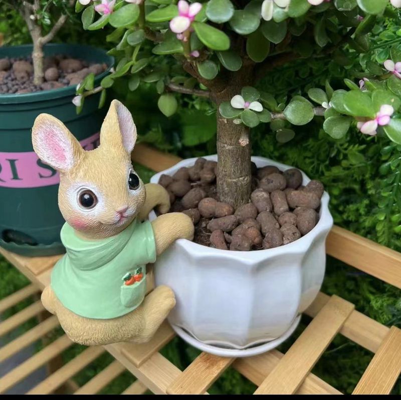 Courtyard Garden Decorative Cute Rabbit Flower Pot Pendant Cat Flower Pot Ornaments Home Decorations Resin Crafts