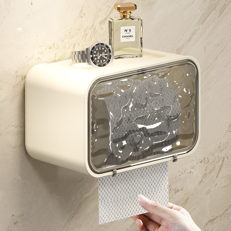 Toilet Paper Box Paper Extraction Box Toilet Tissue Box Punch-free Waterproof Toilet Paper Rack Storage Box