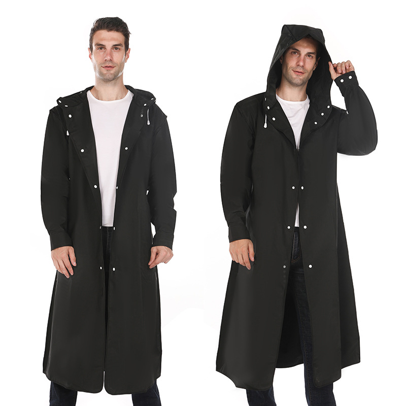 EVA Windbreaker Foreign Trade Cross-border Raincoat Men's and Women's Outdoor Integrated Extra Large Long Thickened Black and White Poncho Rain