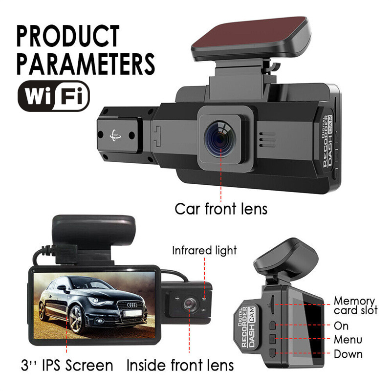 Cross-border driving recorder HD car front car 1080p HD dual recording car monitoring driving recorder