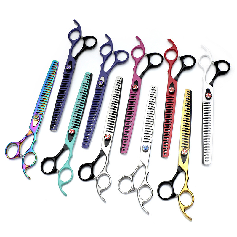 E-Commerce best selling color pet scissors 8 inch Fishbone tooth scissors tooth scissors 7 inch thin scissors 7.5 inch hair trimming scissors